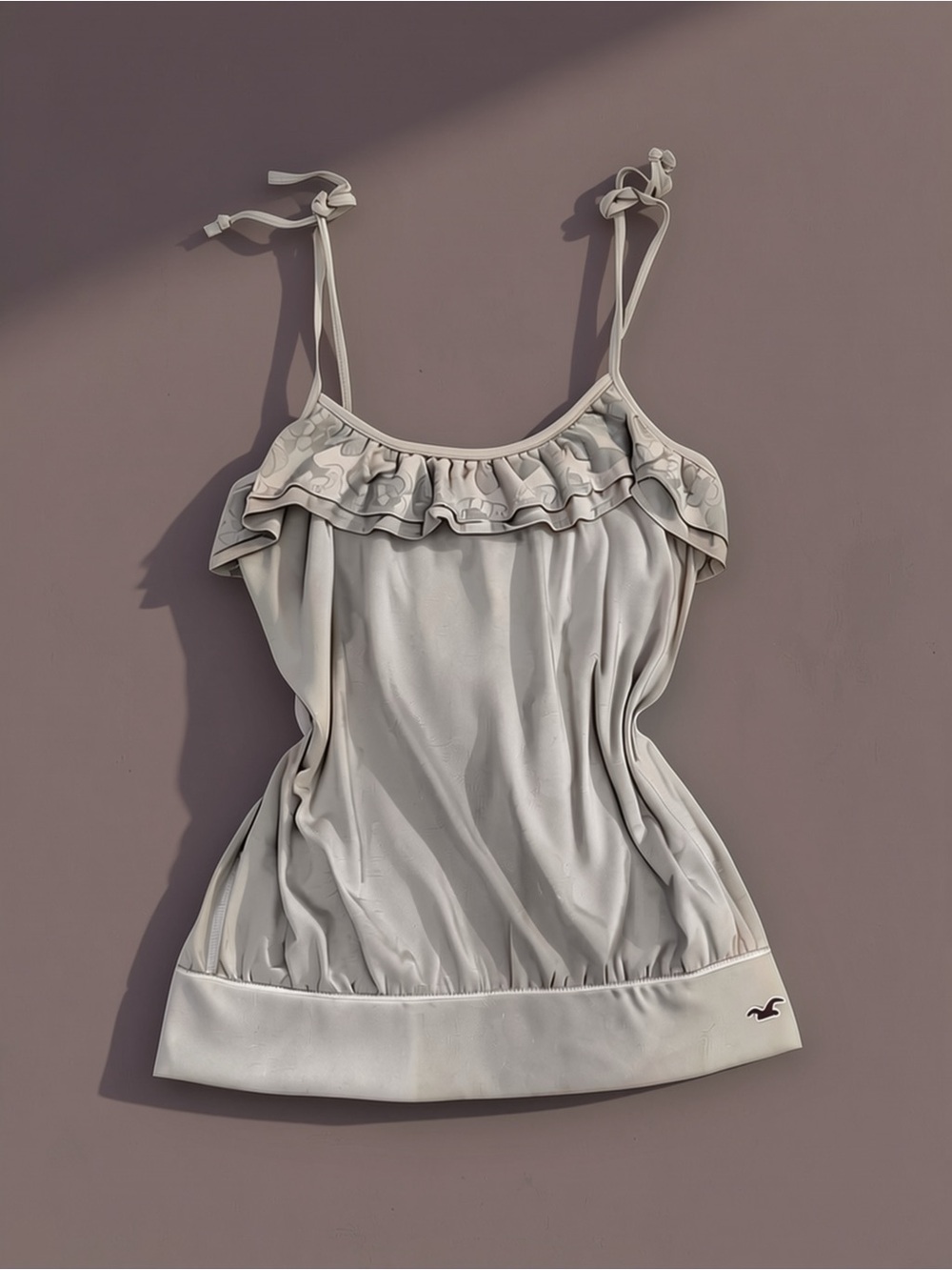 Vintage Hollister Cream Ruffle-Trim Tie-Strap Camisole